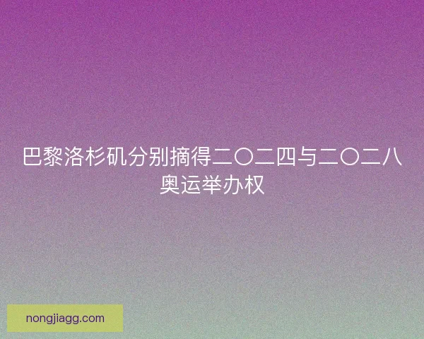 巴黎洛杉矶分别摘得二〇二四与二〇二八奥运举办权